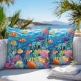thumbnail image 4 of Ocean Underwater Outdoor Pillow Covers Pack of 2 Marine Life Fish Octopus Coral Seagrass Waterproof Throw Pillow Covers Decorative Cushion Cases for Patio Garden Tent Balcony Couch 26x26 inch, 4 of 8
