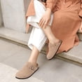 thumbnail image 2 of Litfun Suede Clogs for Women Cork Footbed Leather Sandals Arch Support Potato Shoes with Adjustable Buckle, Taupe, 2 of 7