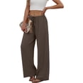 thumbnail image 4 of ZANKLEY Wide Leg Pants for Women Flowy Palazzo Drawstring Elastic Waist Trousers with Pockets Summer Beach Vacation Clothes, 4 of 12
