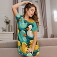thumbnail image 6 of Women Nightgowns Nightshirts Short Sleeve Sleepshirts Sleepwear Sleepdress, Rubber Duck Colorful Cartoon, 6 of 7