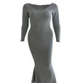 thumbnail image 2 of Robe Longue Manches Longues Slim Solide Décontractée pour Femme, 2 of 6