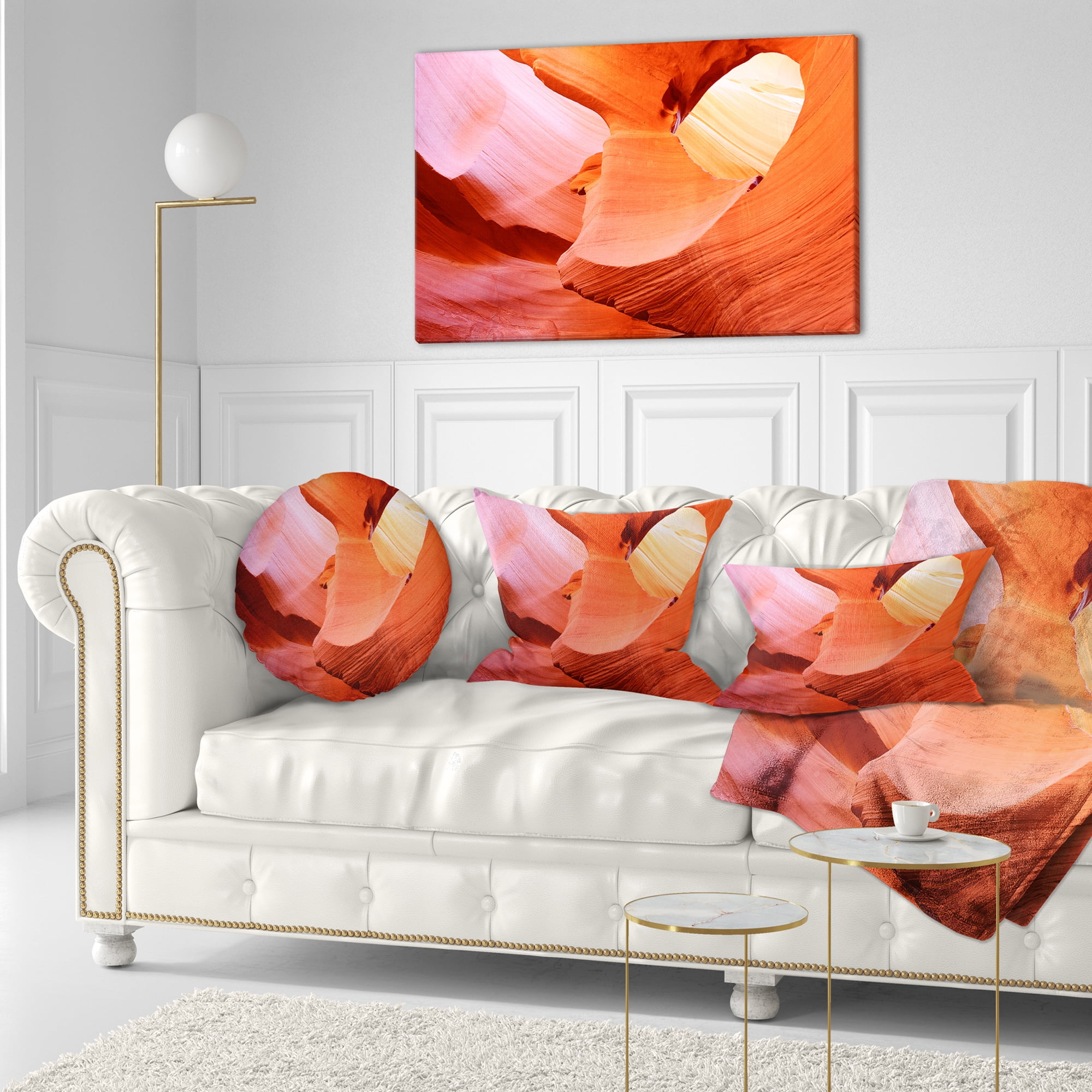 Designart Antelope Canyon Inside - Landscape Photo Throw Pillow - 12x20