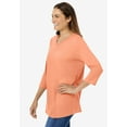 thumbnail image 3 of Woman Within Plus Size Perfect Three-Quarter Sleeve V-Neck Tee (Petite Available), 3 of 5
