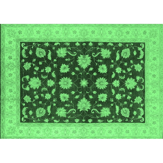 Ahgly Company Indoor Rectangle Oriental Emerald Green Industrial Area Rugs, 7' x 9'