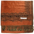 thumbnail image 4 of Falari Women's Pashmina Shawl Wrap Border Pattern Double Layered Scarf Mustard, 4 of 4