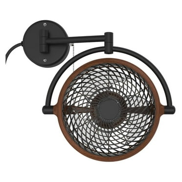 VIVI- 8 in. Wall Mount Swivel Fan with Folding Arm (Walnut)