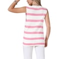 thumbnail image 3 of INSPIRE CHIC Crochet Tank Top for Women's Stripe Sleeveless Summer Hollow Out Vacation Casual Vest S Pink White, 3 of 6