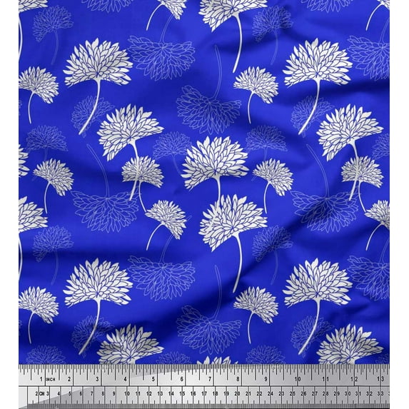 Soimoi Poly Georgette Fabric Flower Artistic Print Fabric by The Yard 52 Inch Wide