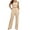 Beige, variant on Bmisegm Women's Two Piece Knit Matching Outfits Crew Neck Slit Hem Tee and Pants Tracksuit Sets Features: Beige L