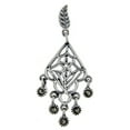 thumbnail image 1 of Sterling silver Marcasite chandelier Dangle Drop Earrings Leaf Post Filigree Flower 1 1/2 inch long, 1 of 1