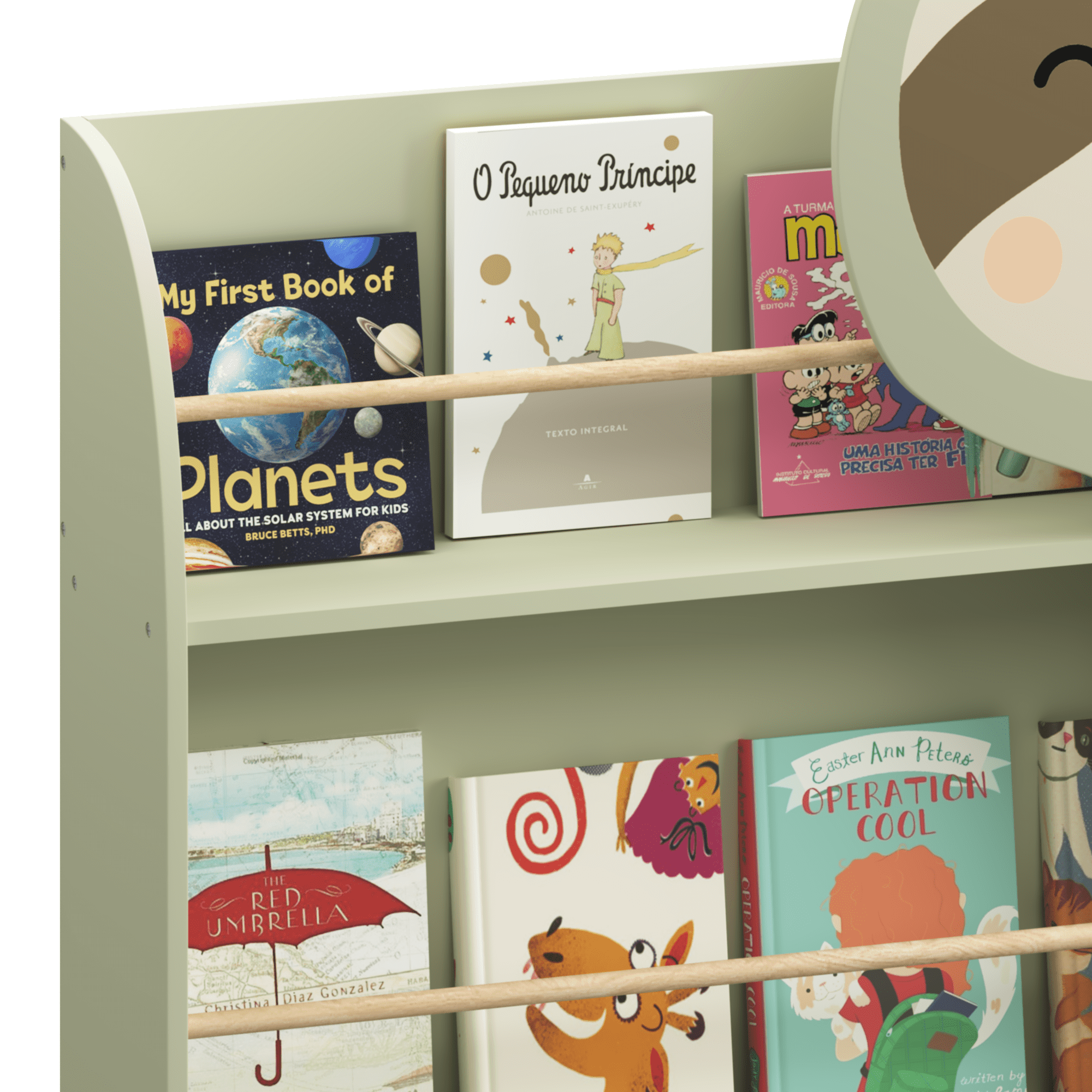Kids Furniture Sloth Kids Bookshelf, Front-Facing Toddler Book Display Rack with 3 Tiers, Cute Animal Design, Wooden Nursery Bookshelf for Playroom, Bedroom & Reading Corner, Safe & Sturdy Storage O