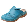 thumbnail image 6 of Mules for Women Thick Sole Orthopedic Sandals Splice Leather Closed Round Toe Hollow out Slip on Slides Walking Shoes Sky Blue Size 8, 6 of 6
