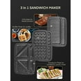 thumbnail image 3 of 3-in-1 Sandwich Maker with Removable Plates, 1200W Waffle & Grill Press, 5-Gear Temp Control, Non-Stick Coating, 3 of 8