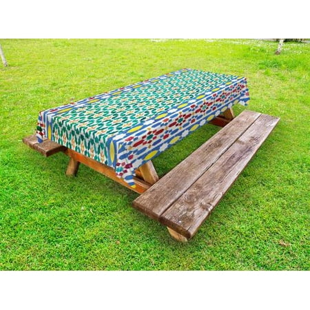 Moroccan Outdoor Tablecloth Colorful Moroccan Mosaic Wall
