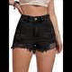 thumbnail image 1 of Pantalones Cortos Vaqueros de Talla Grande para Mujer, de Cintura Alta, Rotos y con Dobladillo Doblado. Gris Oscuro M, 1 of 9