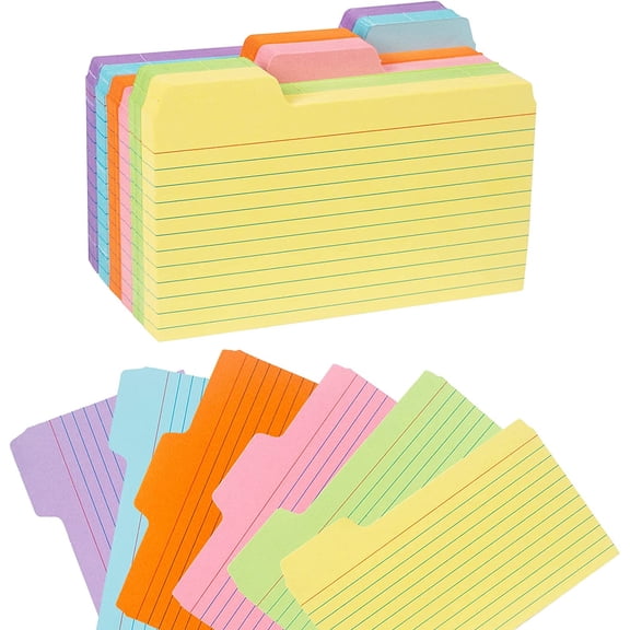 252 PCS Tabbed Index Cards, Colorful 3 x 5 Inch Flash Card Dividers Cards Ruled Notecards with Tab for Learning Note Taking To Do List