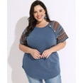 thumbnail image 2 of TIYOMI Women's Tops Plus Size Purple Round Neck 2X Rainbow Stripe Sleeve Tee Raglan Shirts Casual Summer Short Sleeve Crewneck Tops Casual Blouses 2XL 18W 20W, 2 of 5