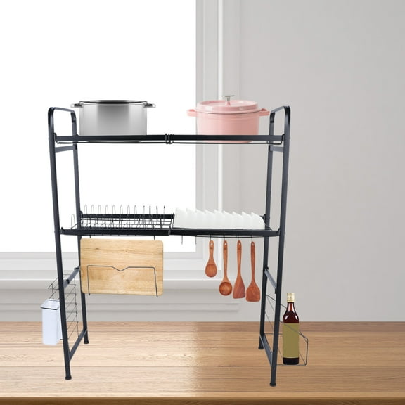 Griptix Over Sink Dish Drying Rack 2Tier Kitchen Shelf Cutlery Drainer H 31 5 W 25