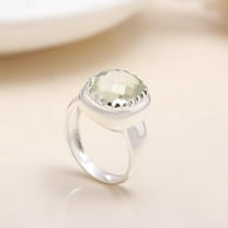 AG 925 Jewellery Faceted Green Amethyst Designer Sterling Silver Ring