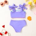 thumbnail image 4 of Tiny Cutey Toddler Girl Swimsuit Set Baby Solid Swimwear Summer Beach Bathing Suit Two Pieces for 2-3T, 4 of 7