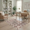 thumbnail image 2 of ODIKA 4'x6' Beige Brown Warm Geometric Pattern Washable Area Rug Intricate Diamond Motif Design Non-Slip, Chair-Friendly, Flatwoven for Home Office, Under Desk, 2 of 7