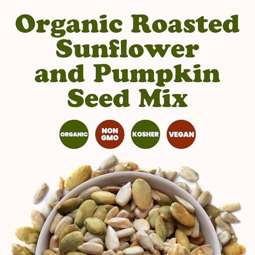 Organic Dry Roasted Sunflower and Pumpkin Seed Mix, 2 Pounds – Oven Roasted, No Oil added, Healthy, Natural Snack, Rich in Protein, Perfect for Baking and Salads, Vegan, Kosher, Bulk