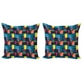 thumbnail image 1 of Ambesonne Retro Throw Pillow Cover 2 Pack, Vintage Geometric Shapes, 24", Multicolor, 1 of 2