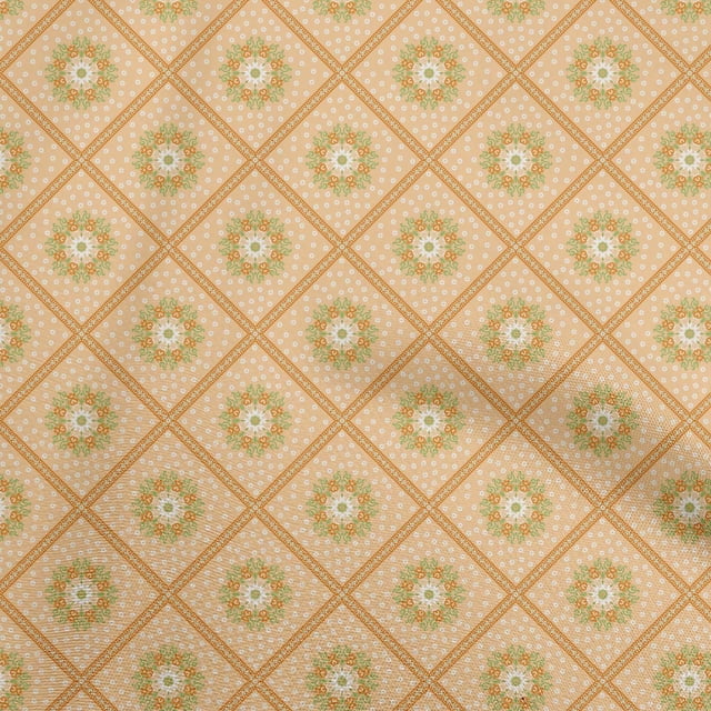 oneOone Rayon Peach Fabric Asian Ornamental Fabric For Sewing Printed Craft Fabric By The Yard 56 Inch Wide