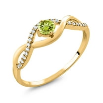 Gem Stone King 18K Yellow Gold Plated Silver Green Peridot Infinity Ring for Women (0.61 Cttw, Gemstone Birthstone, Available in Size 5, 6, 7, 8, 9)