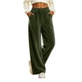 thumbnail image 4 of cocolona Womens Winter Casual Loose Velour Pants Elastic Waist Straight Wide Leg Travel Lounge Pants with Pockets, 4 of 5