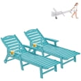 thumbnail image 2 of Cobiod Outdoor HDPE Chaise Lounge Chair Set of 2 , 5-Position Adjustable Reclining Lounger with Wheels & Cup Holders,350lb Capacity,Overall length 78" , Aruba, 2 of 8