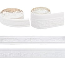 2Pcs 2 Styles White Wall Trim Molding Wallpaper Border Grain Contact Paper Peel and Stick Self Adhesive Flexible XPE Bendable Strips Tile Edge DIY for Mirror Window Ceiling Decoration White