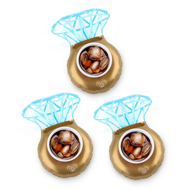 BigMouth Inc. Inflatable Bling Ring Pool Drink Holder Float, 3-Pack, Great for Bachelorette or