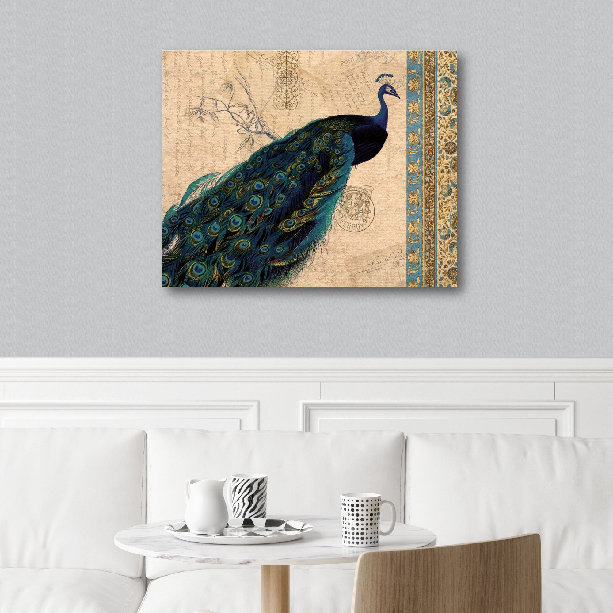 Peacock Tan Tapestry II Gallery-Wrapped Canvas Wall Art, 16x20