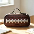 thumbnail image 2 of Rugby Print Pencil Case with Handle, 24X11 inch Large Capacity Pen Bag with Zipper, Portable Pencil Pouch with Compartments, Foldable Stationery Pouch for Classroom Office Supplies Storage, 2 of 5