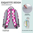 thumbnail image 5 of Pink and White Wavy Checkered Pattern Backpack for School, Cute School Bag with Adjustable Shoulder Straps and Padded Back, 15.3"x11"x6.7", 5 of 5