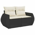 thumbnail image 3 of vidaXL Garden Sofa Set Black PE rattan 6-piece set Adjustable Feet, 3 of 10