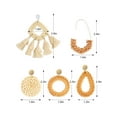 thumbnail image 3 of Deago Rattan Earrings Lightweight Geometric Tassel Woven Bohemian Earrings Handmade Straw Wicker Braid Hoop Drop Dangle Earrings for Women, 3 of 9
