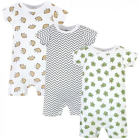 UPC: 0660168526349 | Hudson Baby Infant Boy Cotton Rompers 3pk Aliviado 3-6 Months