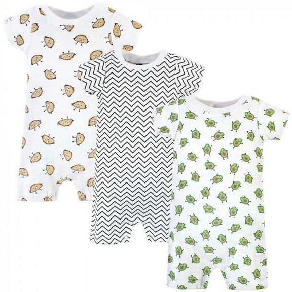 Hudson Baby Infant Boy Cotton Rompers 3pk, Aliviado, 0-3 Months