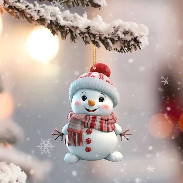 Colgante de decoración navideña 2D acrílico dibujos animados muñeco de nieve de Navidad hogar jardín árbol de Navidad colgante decoración de fiesta Decora