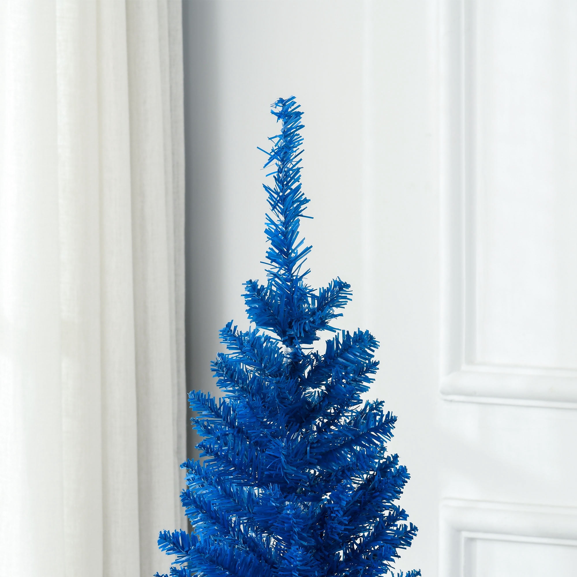 Blue Pencil Christmas Tree 7ft Artificial with Plastic Stand