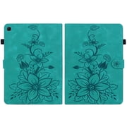 XYX Tablet Case for Samsung Galaxy Tab S6 Lite 10.4 Inch SM-P610 SM-P613 SM-P615, Lily Flower Pattern PU Leather Multiple Viewing Angles Stand Slim Folio Tablet Cover (Green)