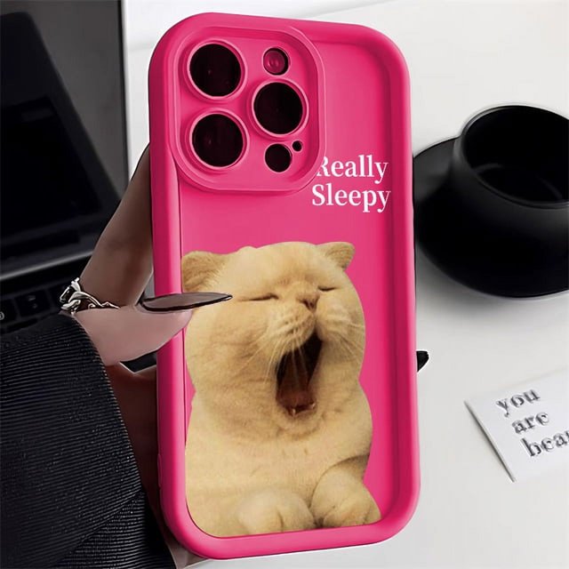 Funny Cute Cat Animal Case For iPhone 15 Pro Max Case iPhone 11 12 13 14 Pro Max X XR XS Max 7 8 15 Plus Camera Protection Cover