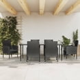 thumbnail image 3 of vidaXL 7 Piece Patio Dining Set Black Poly Rattan and Steel, 3 of 21
