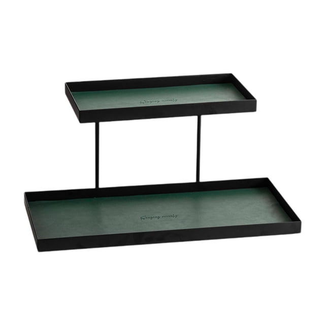 Bandeja organizadora de tocador de doble capa, estante de almacenamiento, elegante estante que ahorra espacio, expositor de perfumes para el hogar, el Verde