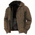 thumbnail image 4 of Fgnfyis Winter Jackets for Men Warm Jacket with Hood and Zip Thermal Lined Windproof Thick Hooded Casual Outerwear Mens Coat Brown XXXXXL, 4 of 6