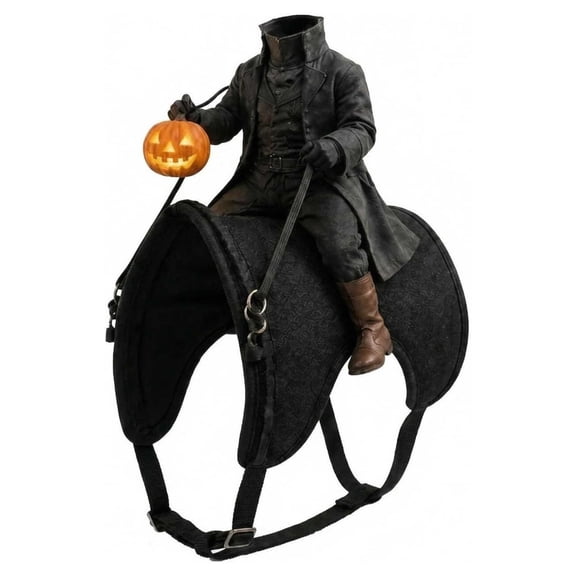 Headless Horseman Cat Costume, Funny Halloween Pet Costume, 3D Horse Riding Illusion, Spooky Rider Outfit for Cats, Unique Halloween Party, Photoshoot and Costume Contest