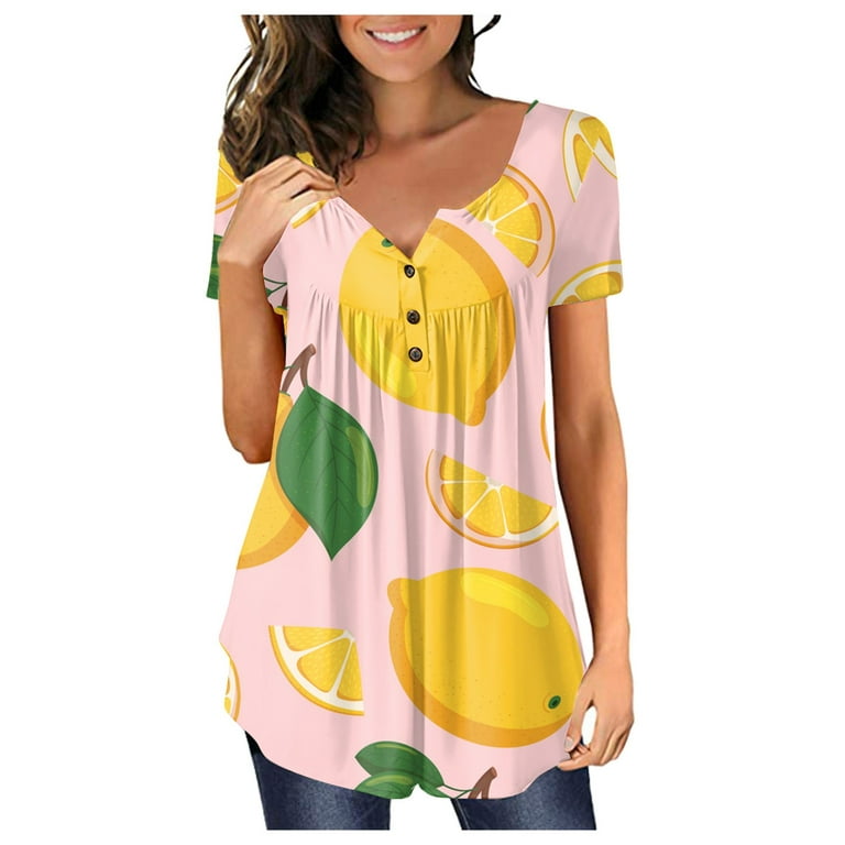 Umitay Fashion Women's Print Spring And SummerCasual Round Neck Printed  Short Sleeve Top blouses for women