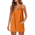 thumbnail image 1 of vestido de tenis para mujer vestido de entrenamiento con pantalones cortos sin mangas tirantes finos vestidos deportivos de golf naranja / m, 1 of 6